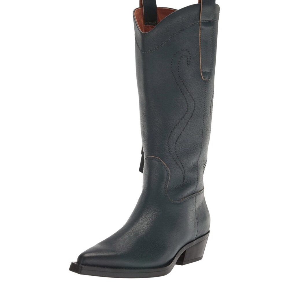 Franco Sarto Liandra Western Boots - Teal Blue Leather Size 10 M Cowboy (Womens)